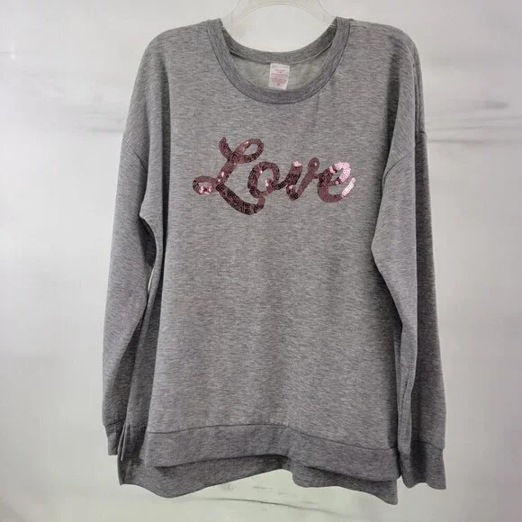 No Boundaries LOVE Sequin Women’s Pullover Sweatshirt – Size Large or 2XL - Picture 2 of 16